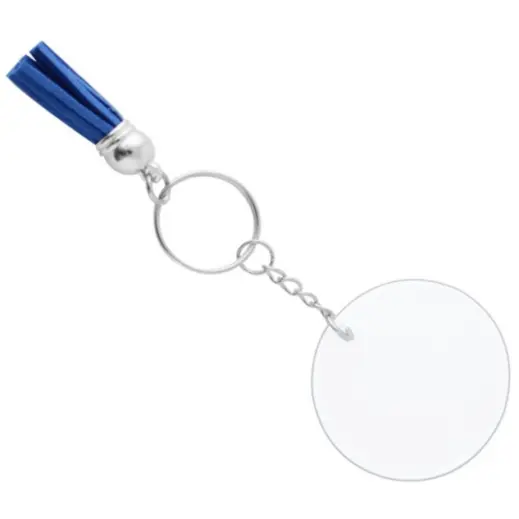 Acrylic Keychain with Tassles Blue Display